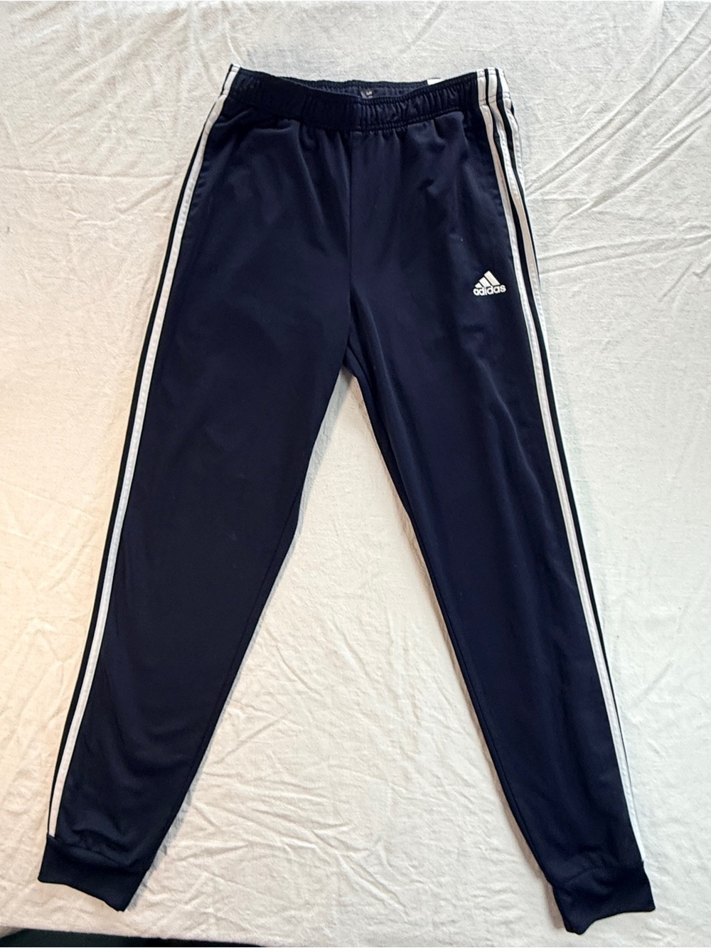 Adidas Navy Blue Three Stripe Classic Athletic Joggers - Medium - Tall